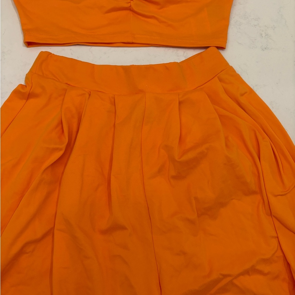 Vibrant Orange Women's Two Piece Pant & Top